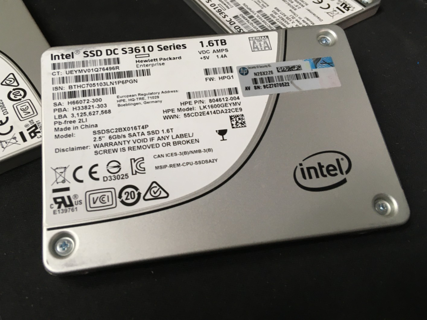 HP/INTEL 1.6TB 2.5" 6Gb/s SATA SSD SSDSC2BX016T4P HP LK1600GEYMV *100% HEALTH*