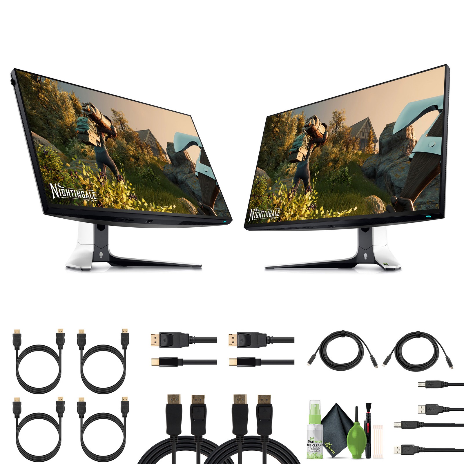 Alienware AW2723DF + 2 x USB Printer Cable + 2 x HDMI Cable + Cleaning Kit