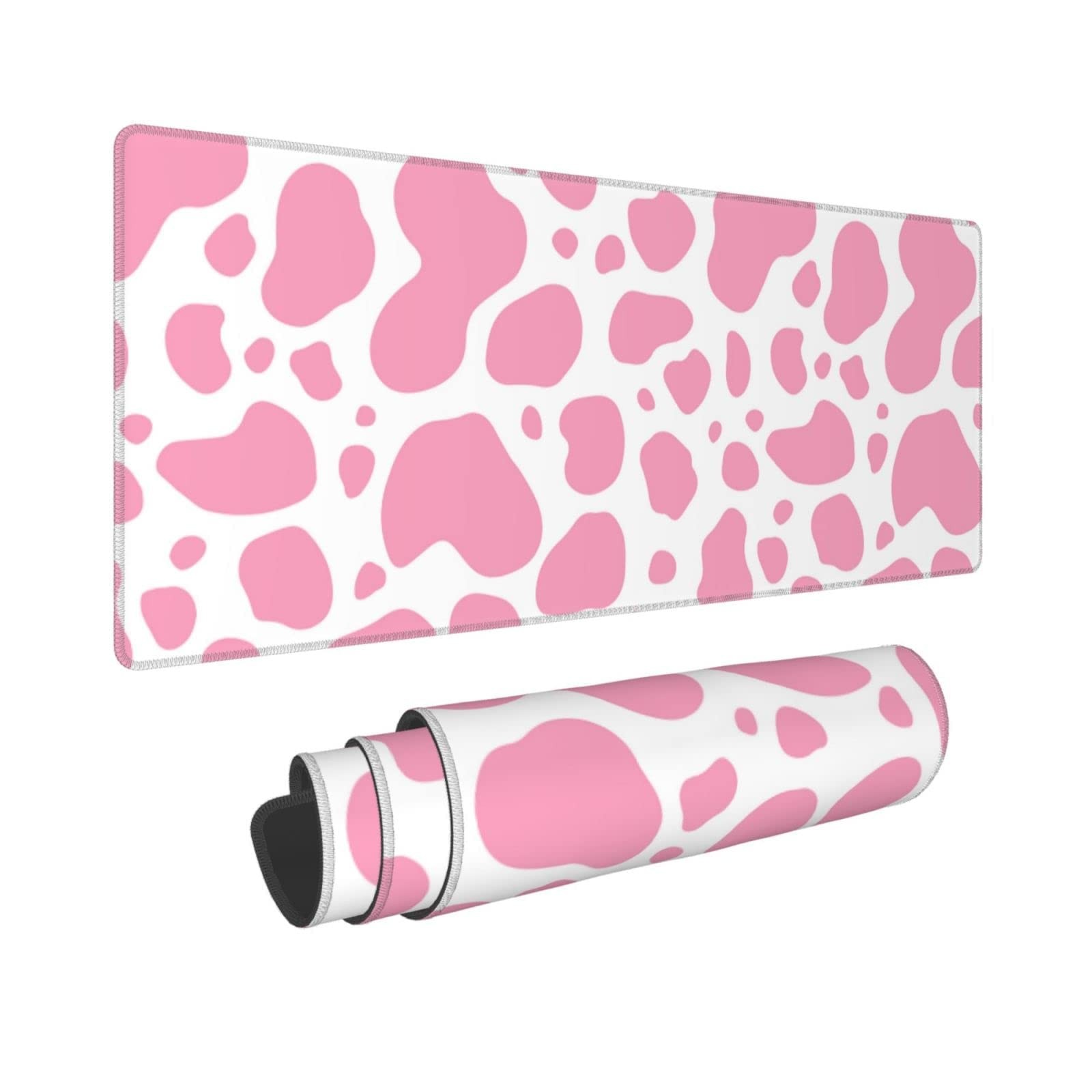 Pink Cow Print Large XL Gaming Mouse Pad Extended Desk Mat 31.5 x 11.8 Inch