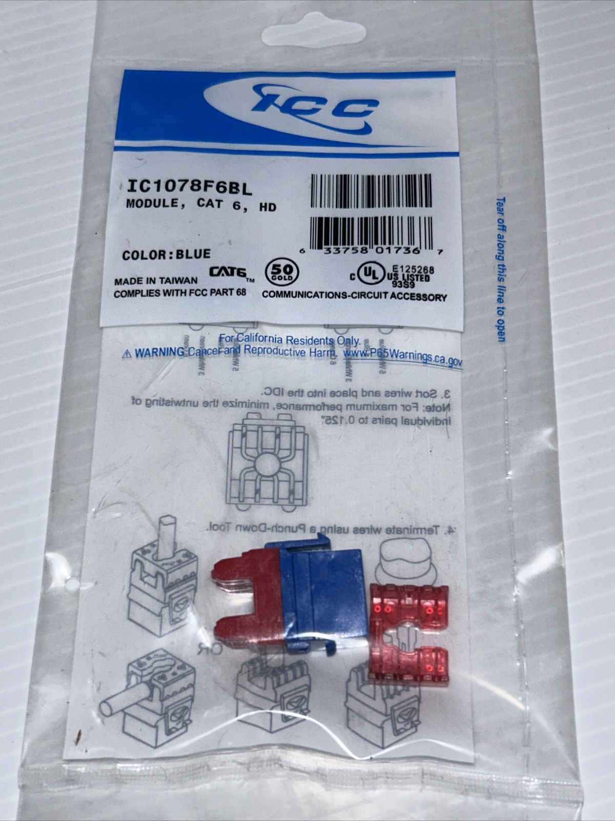 ICC Module Connector Max Performance Signal Blue IC1078F6BL CAT6