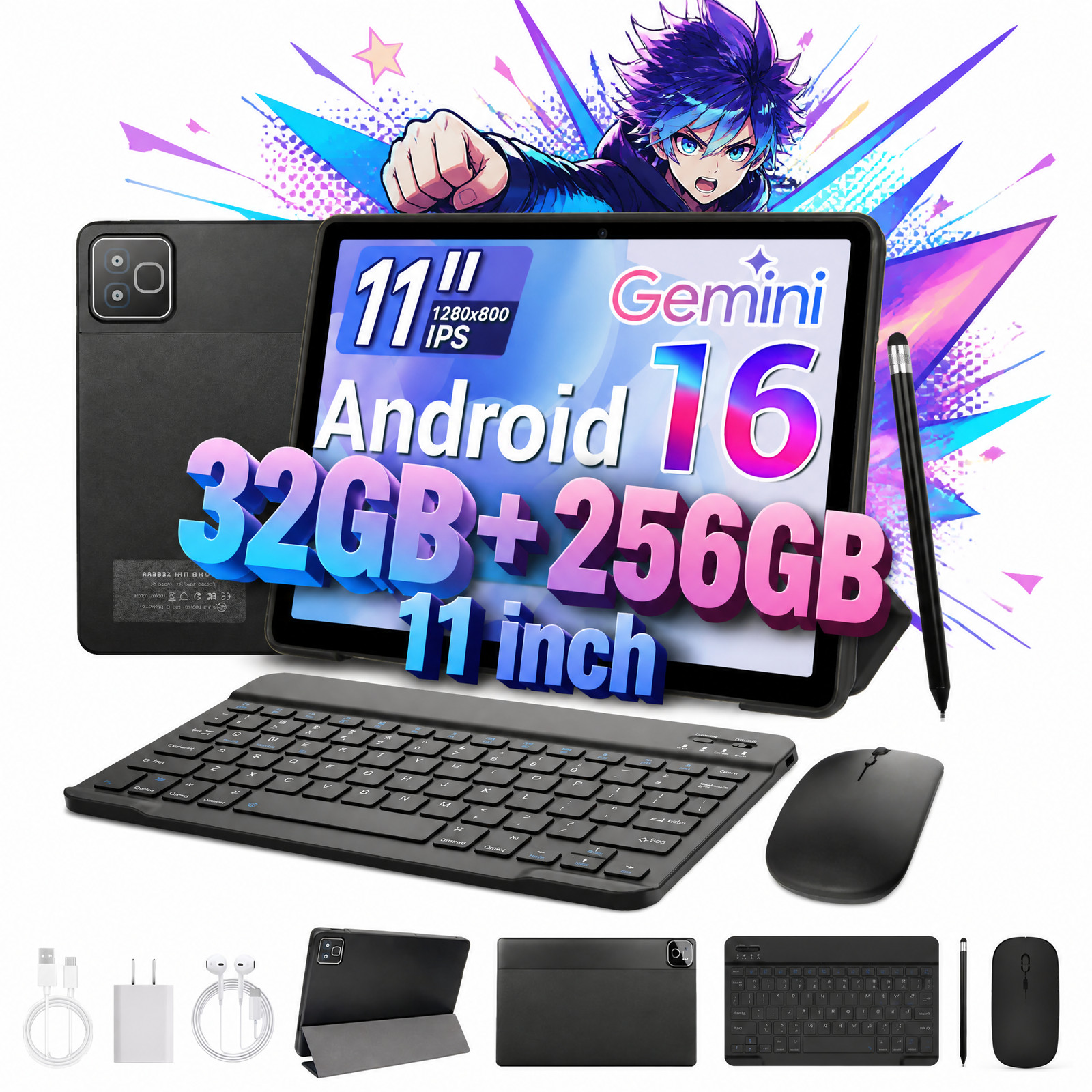 2026 New Tablet Android 16 32GB+256GB ROM Wifi 6 Bluetooth5.2 7800mAh Google 11"