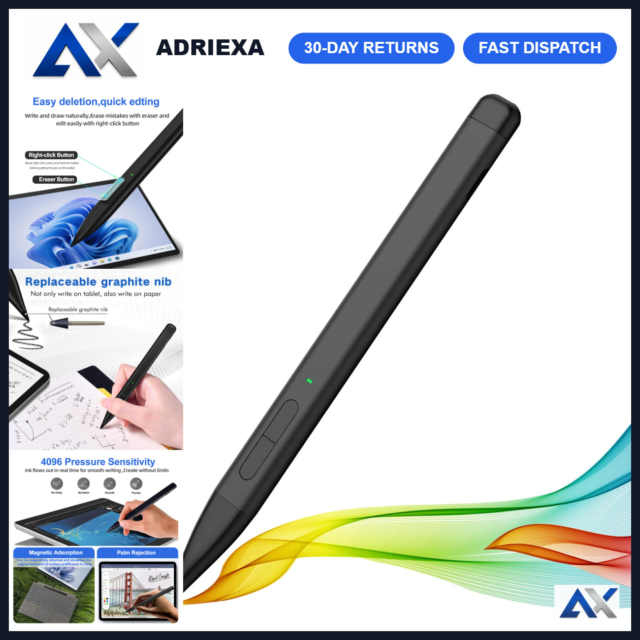 Slim Stylus Pen for Surface Pro 12/11/10/X/9/8/7/6/5/4, 4096 Pressure, Fast Char