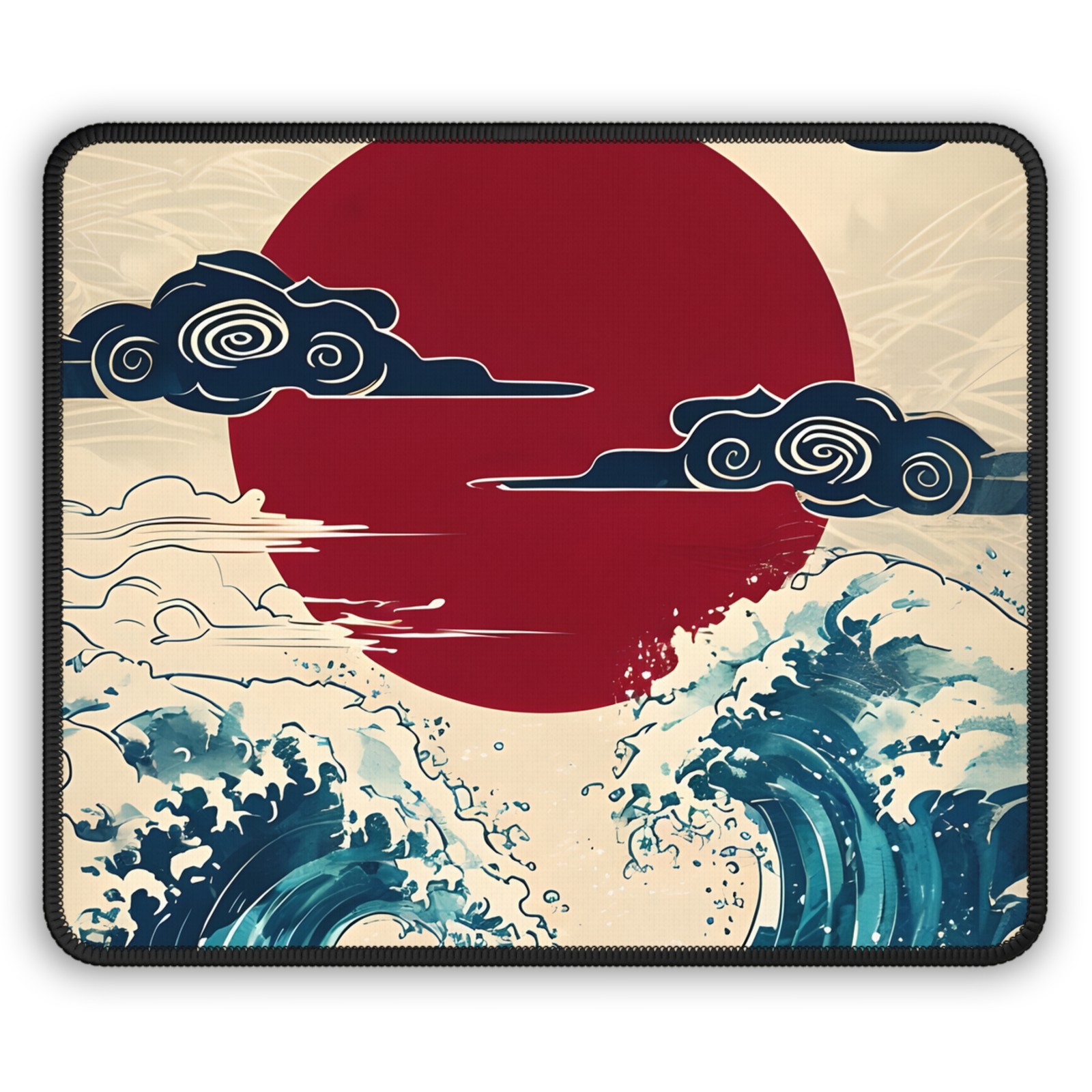 Great Wave with Red Sun Gaming Mouse Pad | Japanese Wave Art