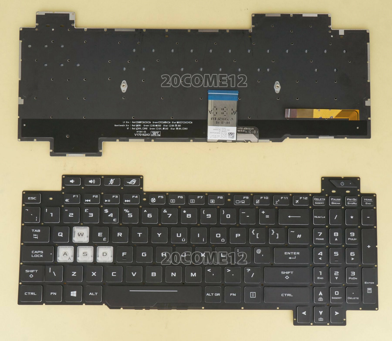NEW FOR ASUS ROG Strix GL504GM GL504GS KEYBOARD Color backlit UK WASD white