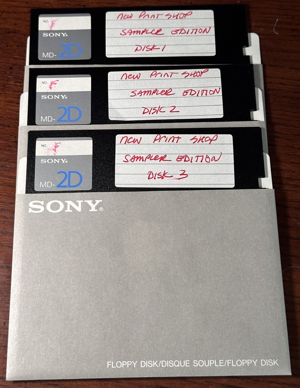 New Print Shop Sampler Edition 3x 5 1/4” Floppy Disks W/ Sleeves Sony IBM-PC