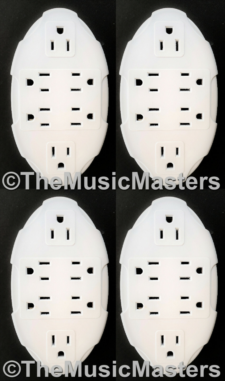 (4) 6 Outlet Electrical Socket Adapter Cover Oval 6-Way Wall Plug Power Splitter