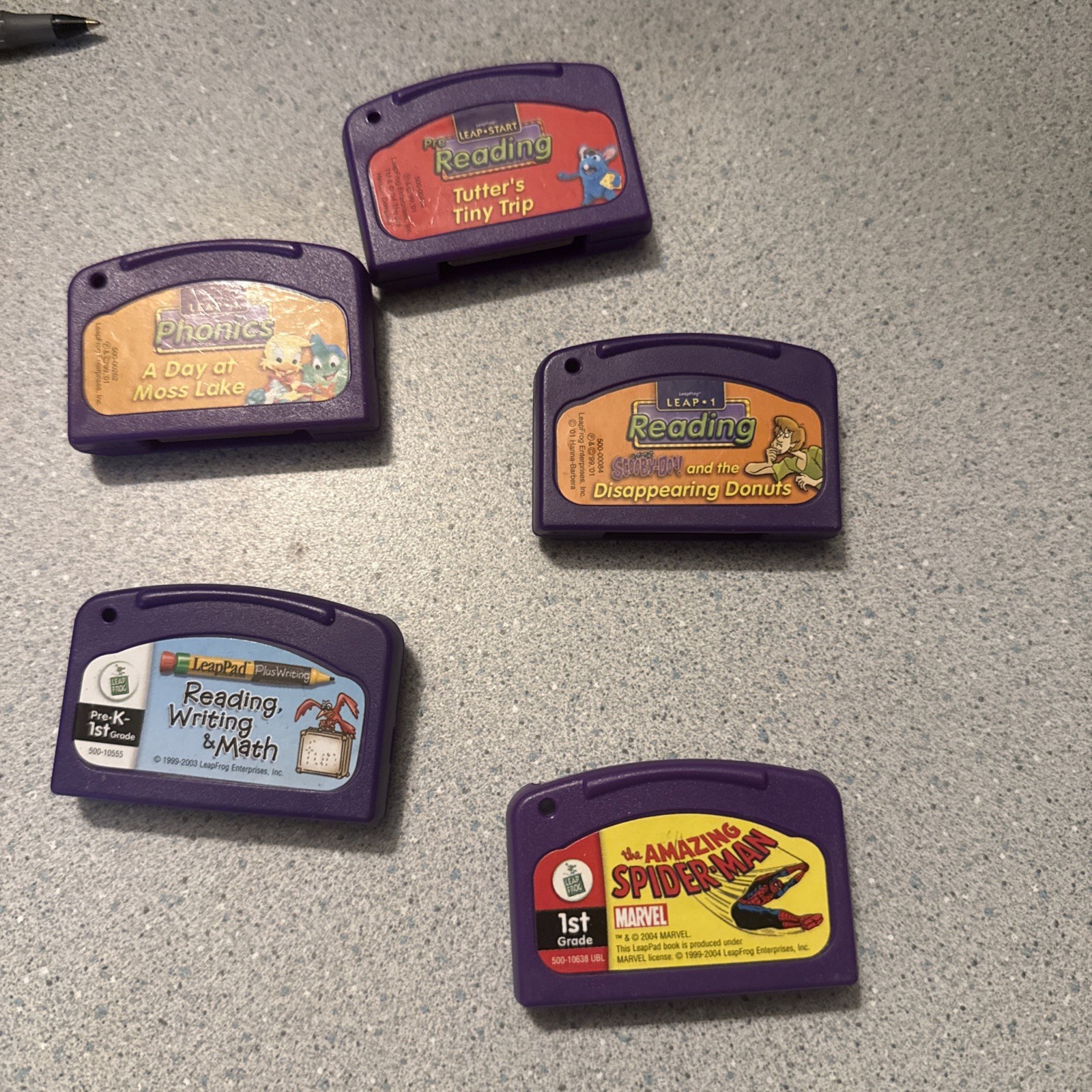 LEAP FROG LEAP START 5 Games Lot - Spider-man, Scooby Doo