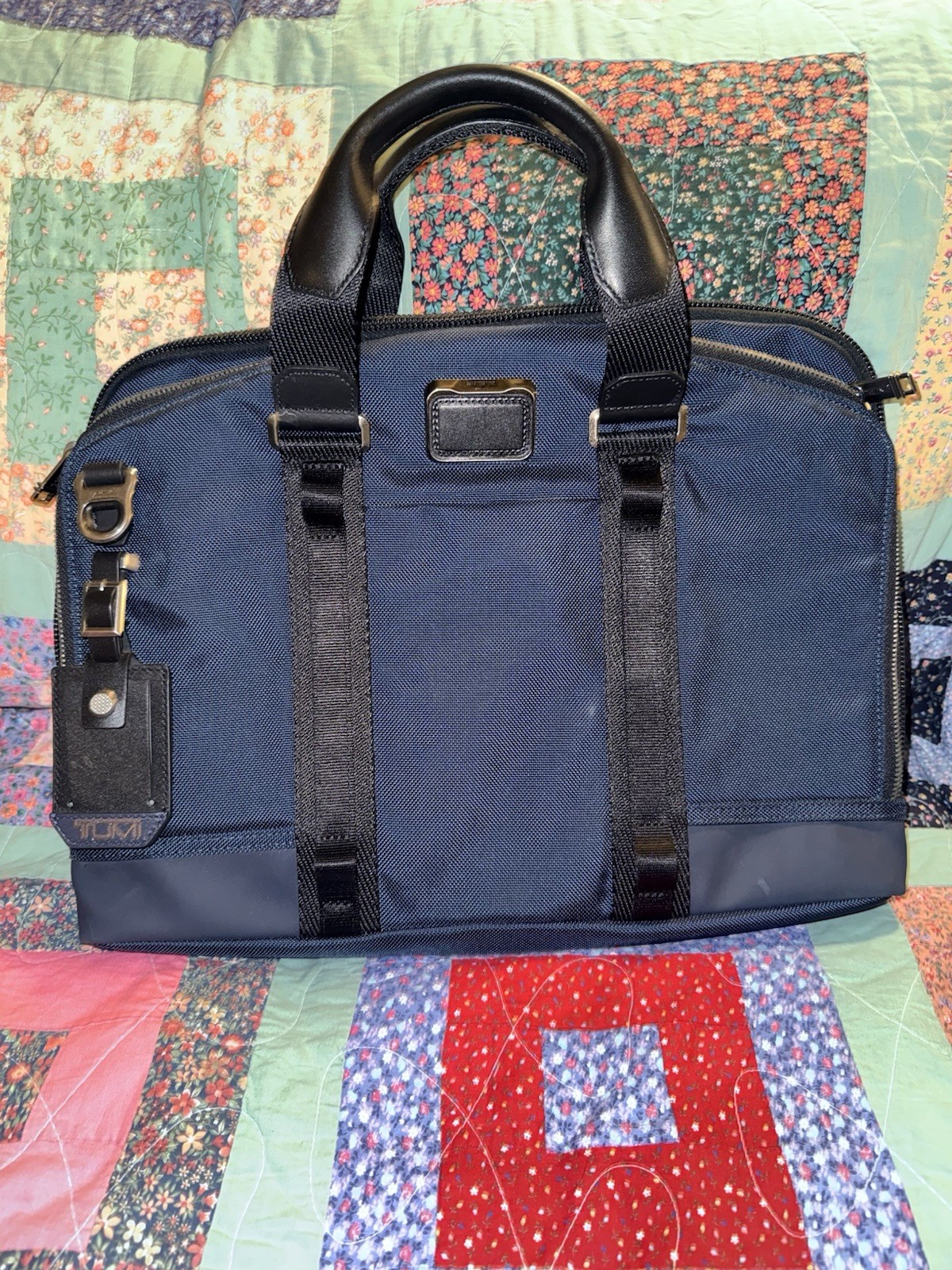 TUMI Alpha Bravo Slim Briefcase Navy Blue Laptop Bag Messenger Excellent Clean