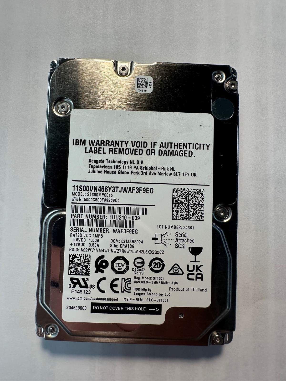 IBM SEAGATE 600GB 15K SAS 12GB/S 2.5" ST600MP0016 00VN466 ST600MP0016 1UU210-039