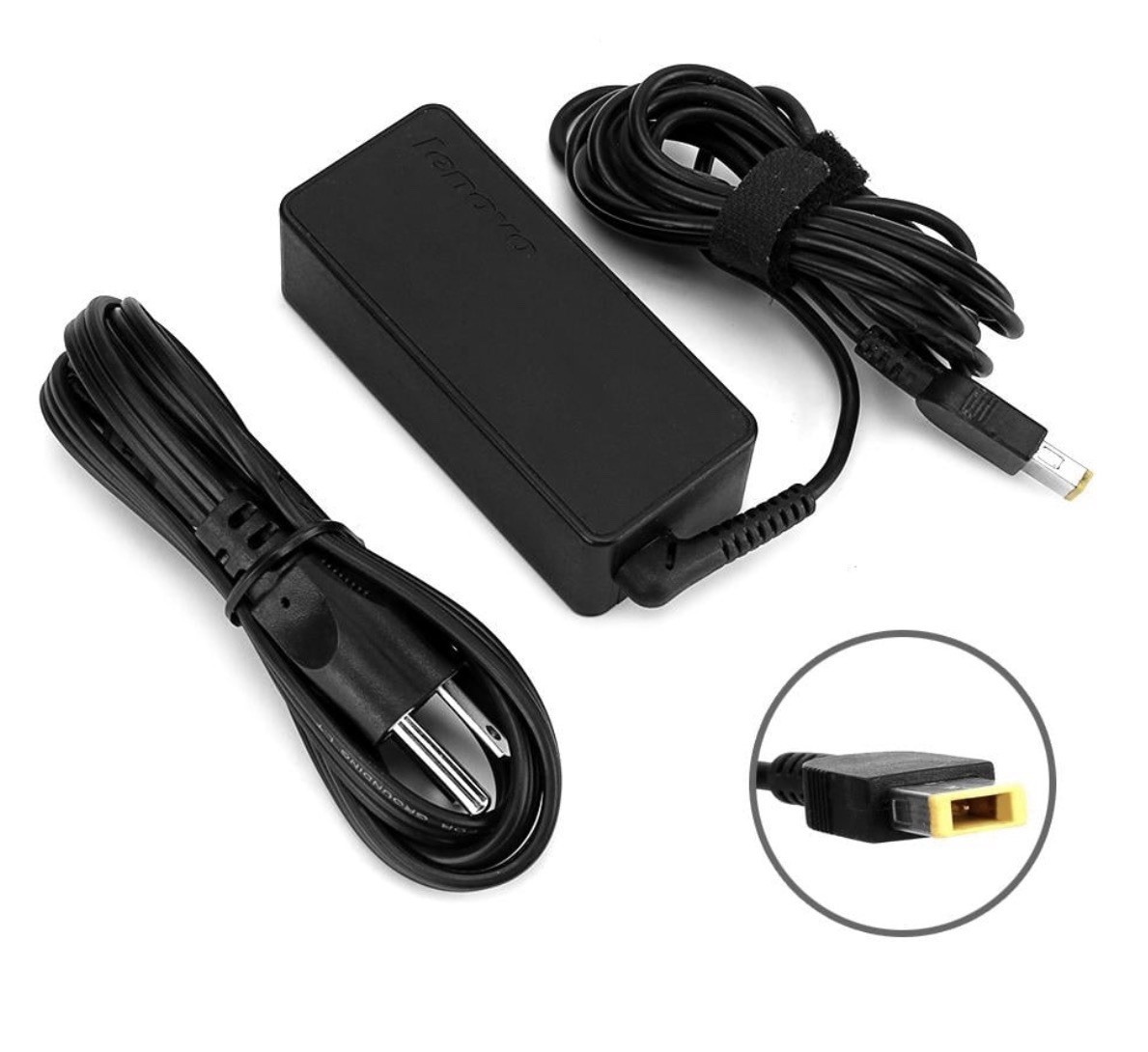 Genuine Lenovo 65W OEM power adapter Slim Tip Yellow Rectangle Includes AC Cable