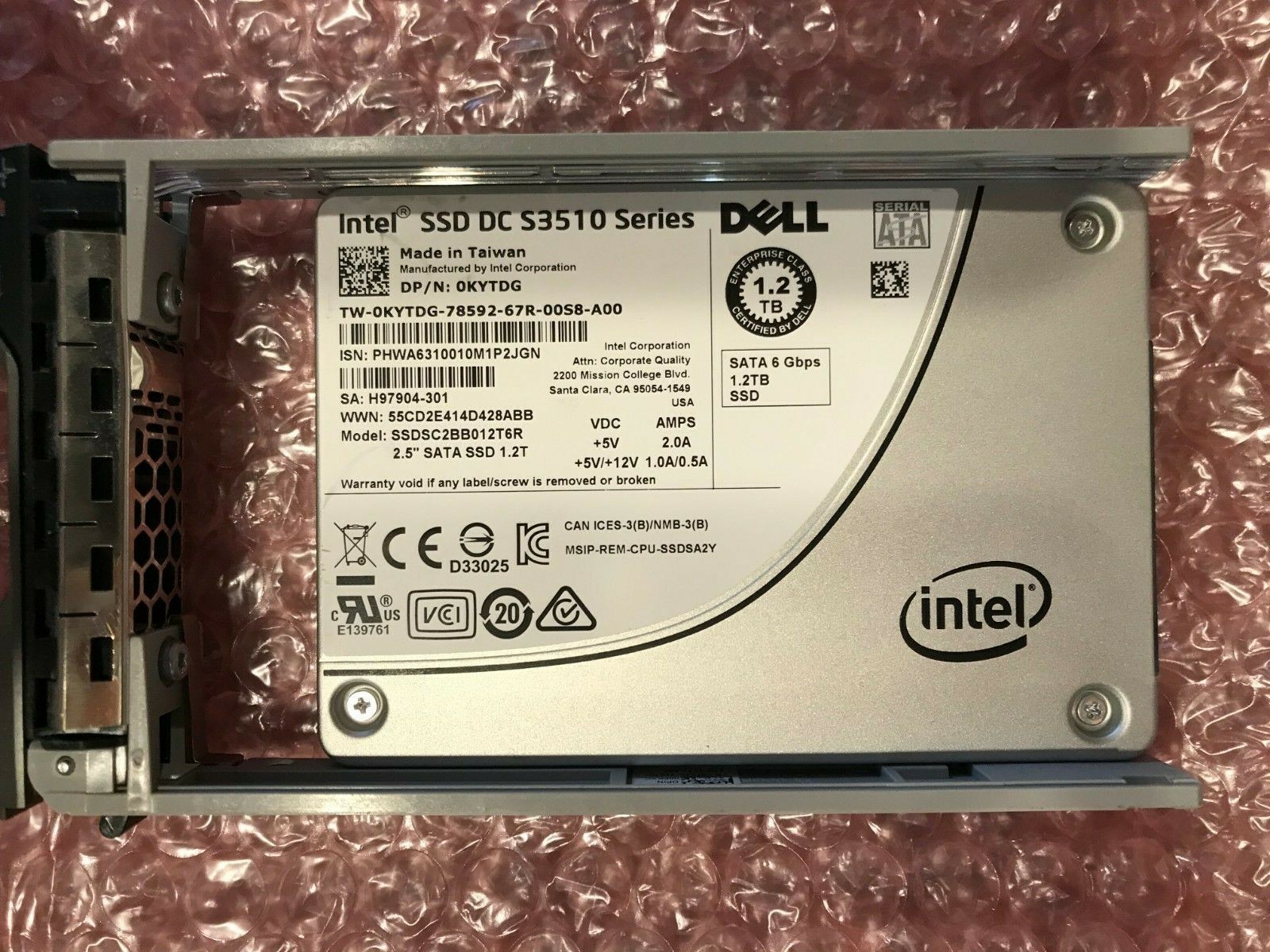 KYTDG 0KYTDG SSDSC2BB012T6R DELL 1.2TB 6G 2.5" SATA INTEL S3510 R720 R920 R620