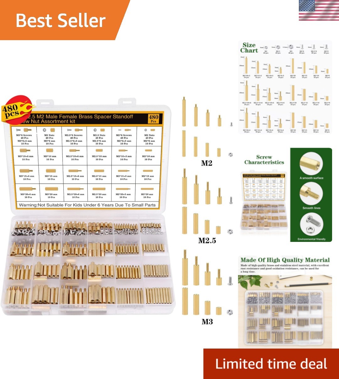 Hex Standoffs & Screws Kit (480 Pieces) - Organized for Effortless DIY Projects