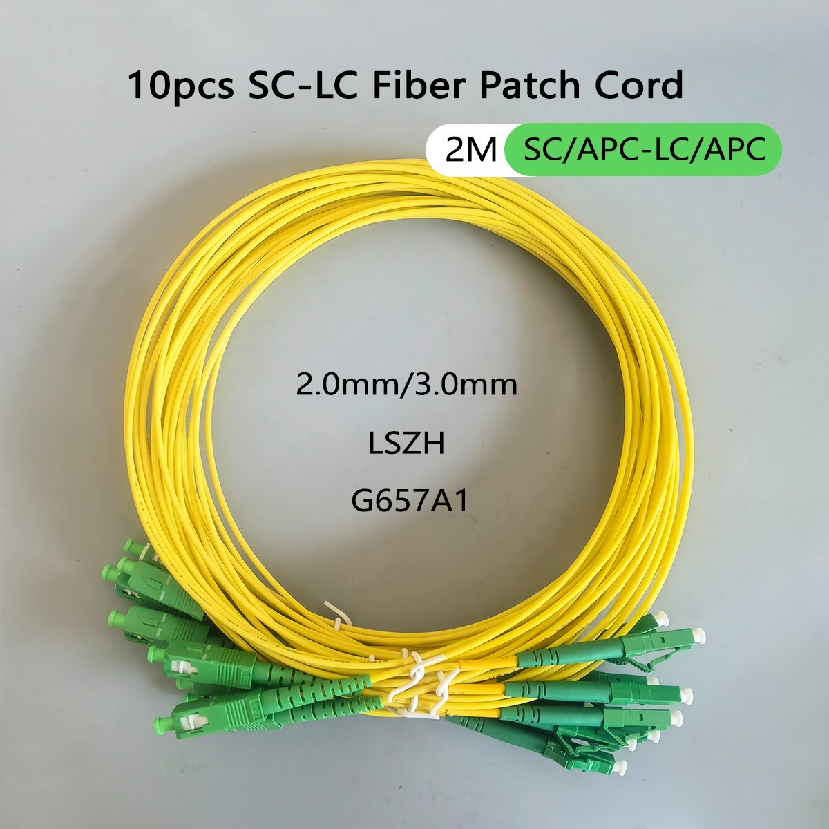 1/2/3/5/10pcs Fiber Optic Patch Cable SC/APC-LC/APC 2M 2.0/3.0mm LSZH G657A1