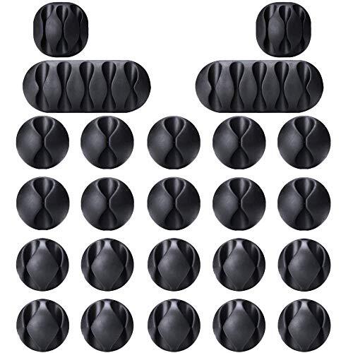 Cable Clips,24 Pack Black Adhesive Cord Holders,Ideal Cords for Organizing Cable