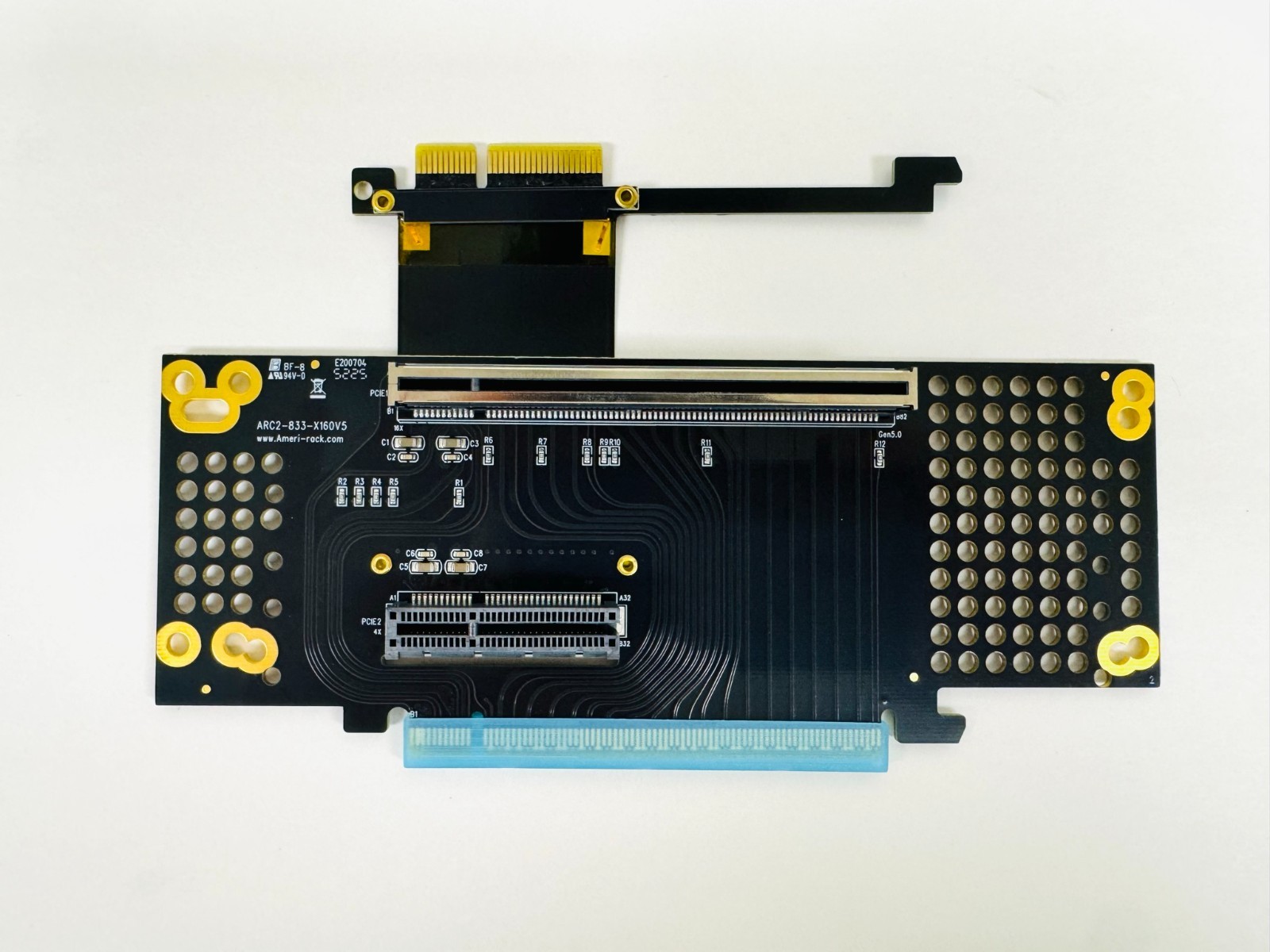 2U PCI Express PCIE 5.0 Gen5 x16 + Gen4 x6 Riser Card with Flex Cable