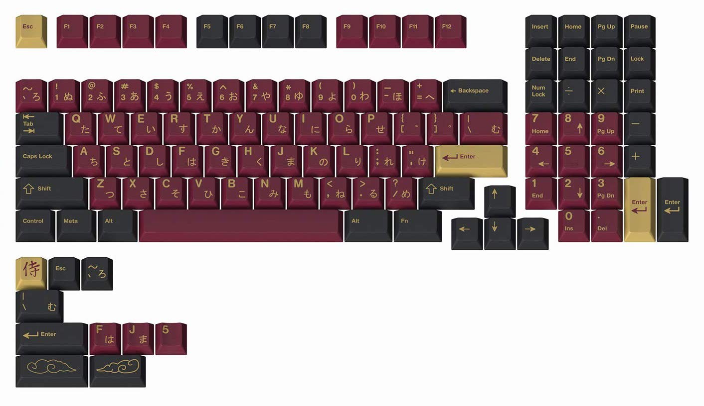 Redsuns Red Samurai Keycap Set for Full-Size Keyboards - Compatible