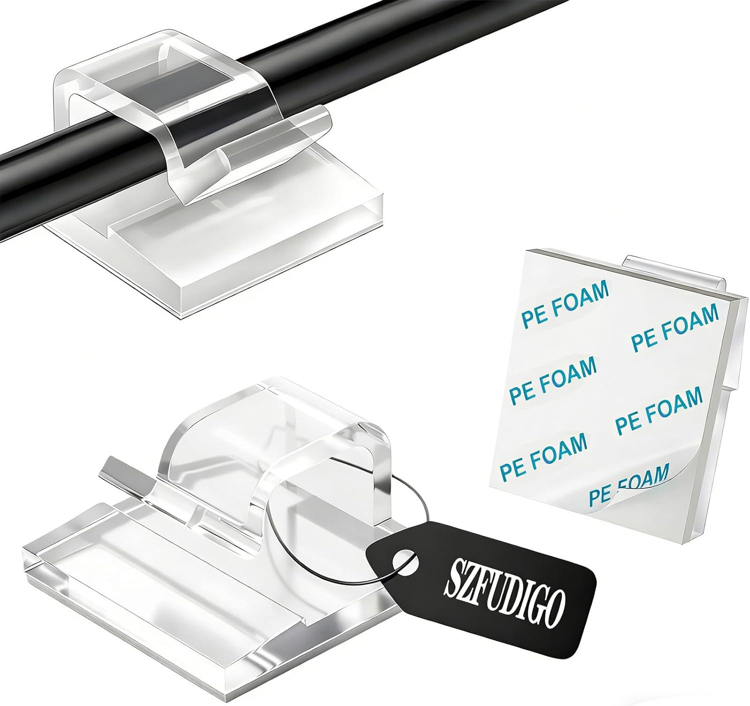 juego 100 clips adhesivos transparentes organizador de cables para pared y auto