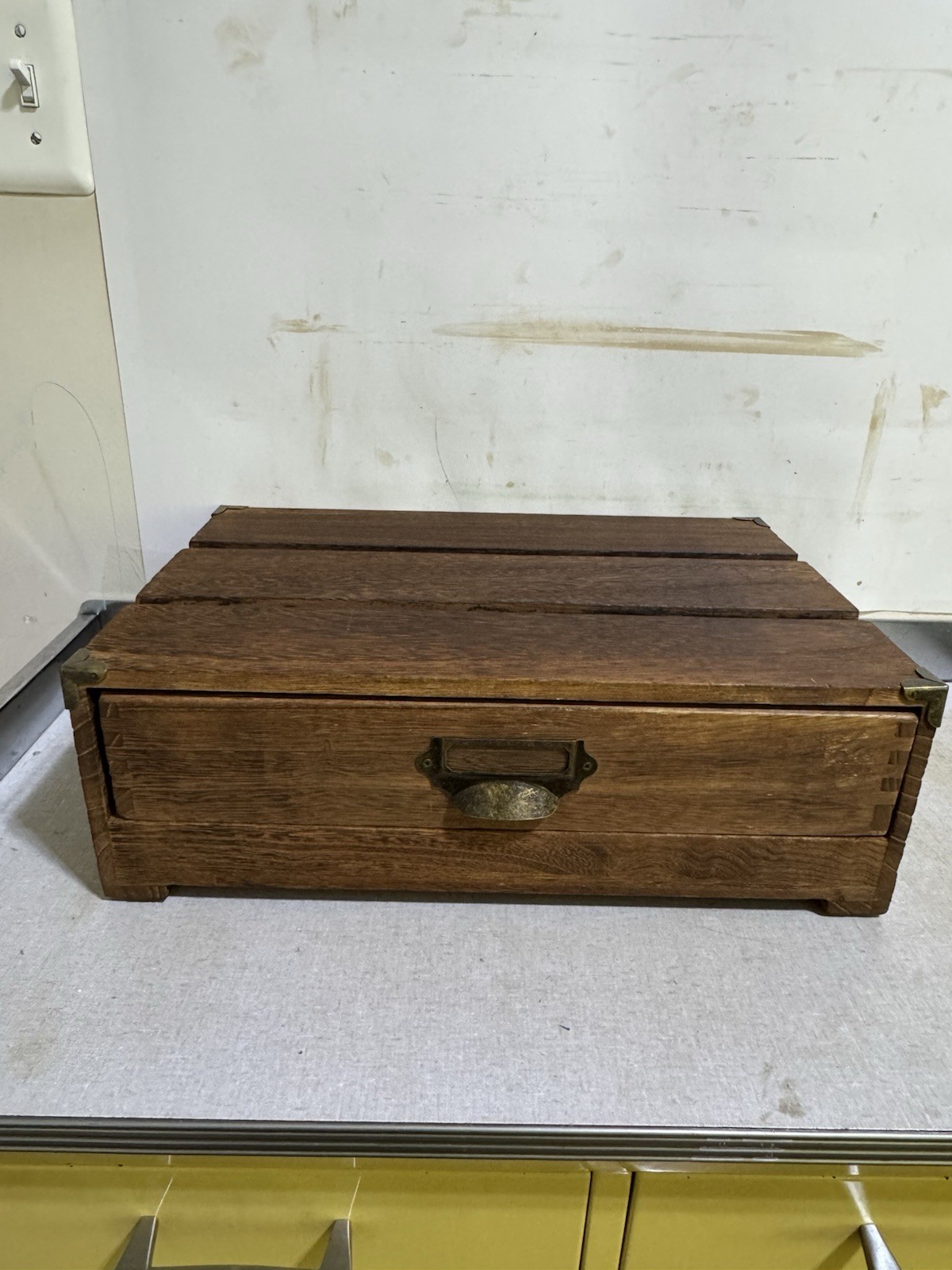 2021 TARGET/Threshold Brown Rustic Wooden Monitor Stand w/Storage Drawer