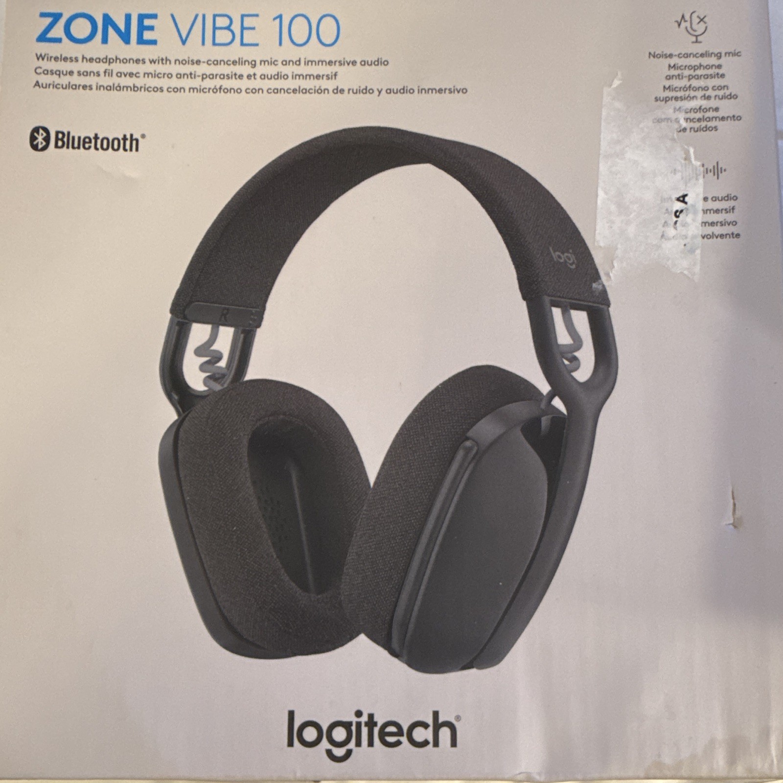Logitech Zone Vibe 100 Bluetooth Over-Ear Headset Noise-Canceling Mic Black