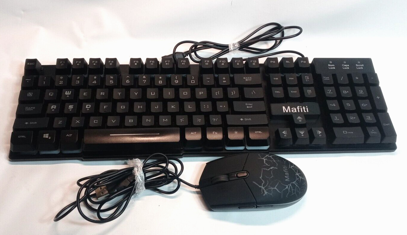 Mafiti RK101 3 Color LED Backlit Gaming Keyboard & Mouse Combo USB Wired