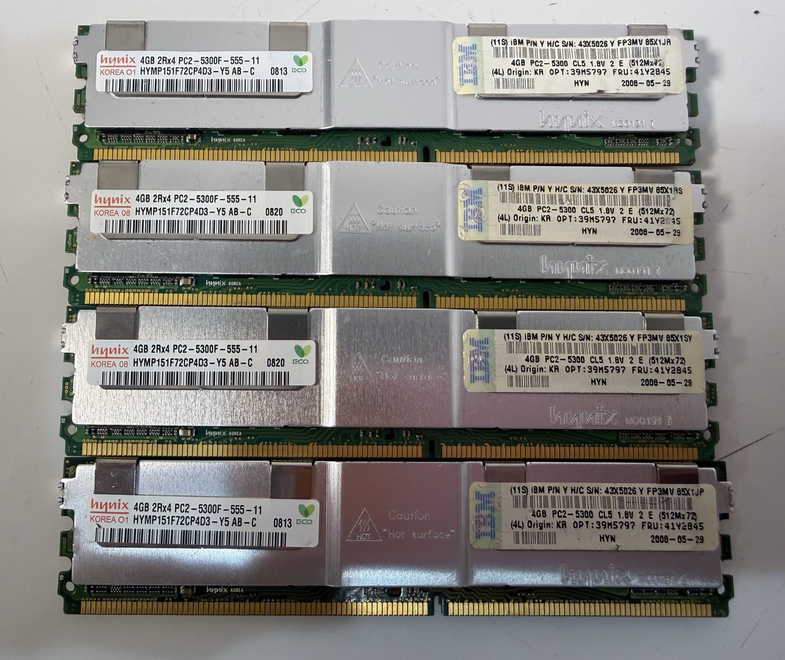 Hynix 4GB 2Rx4 PC2-5300F-555-11 {lot of 4 }