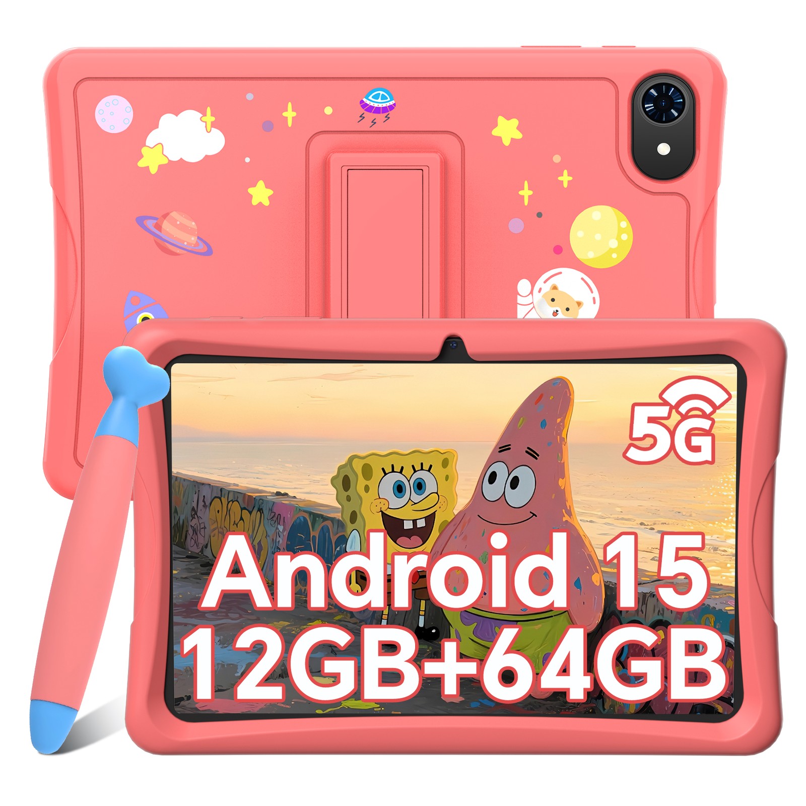 TABWEE K10 Kids Tablet Android15 10.1" Ouad-Core 12GB+64GB Dual Camera Wifi Gift