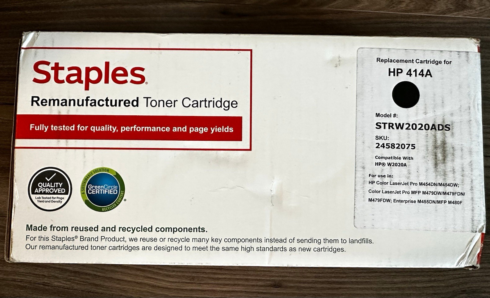 Staples HP 414A Black Laser Toner Cartridge STRW2020ADS