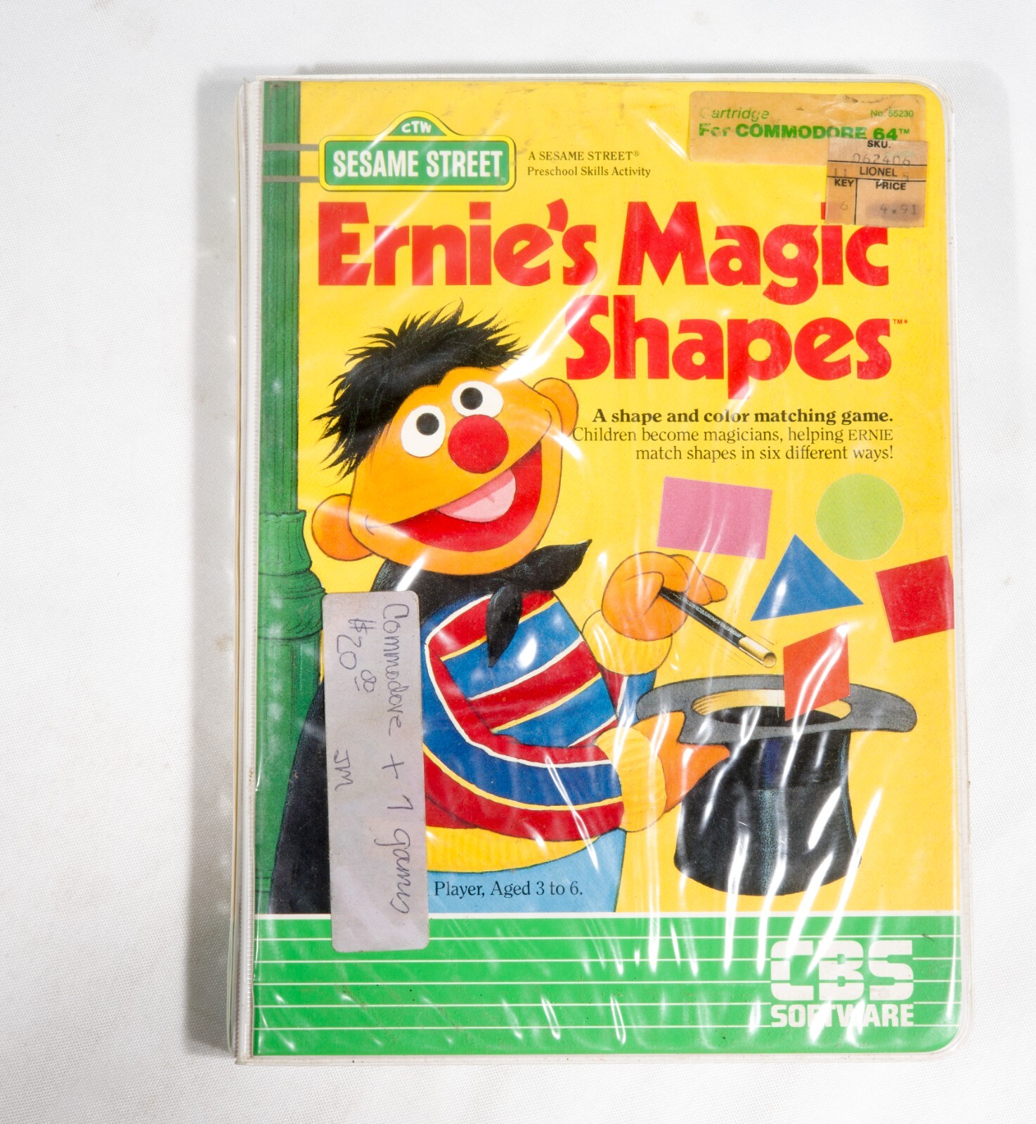 Vintage CBS Software Sesame Street Ernie's Magic Shapres Commodore 64 ST533B18