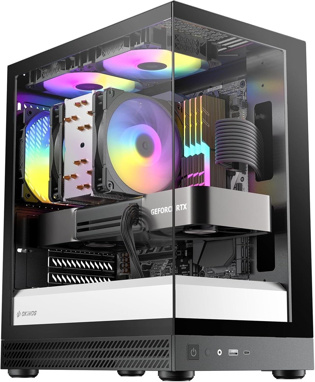 Okinos Aqua UNO Zebra Micro ATX Case Only Computer Case -(Black&White) - NEW