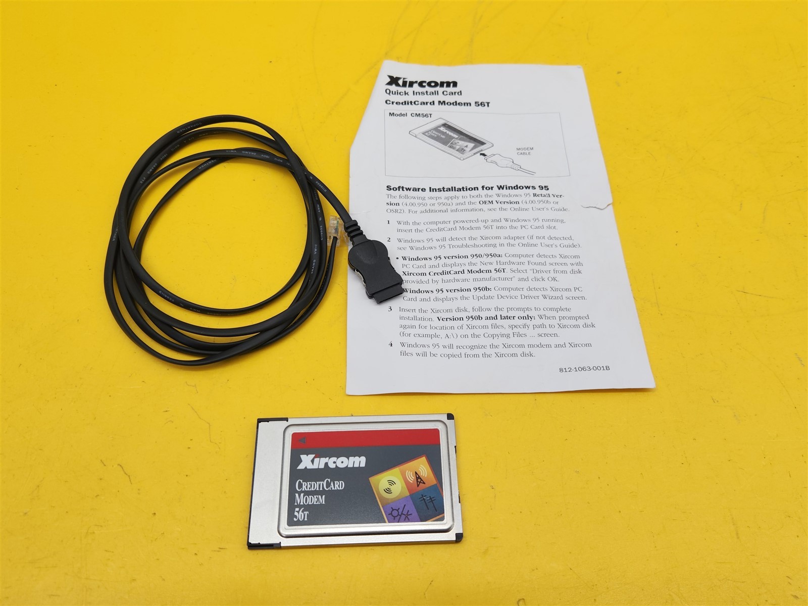 ⭐️⭐️⭐️⭐️⭐️ Xircom Credit Card Modem 56T w Cable & Manual