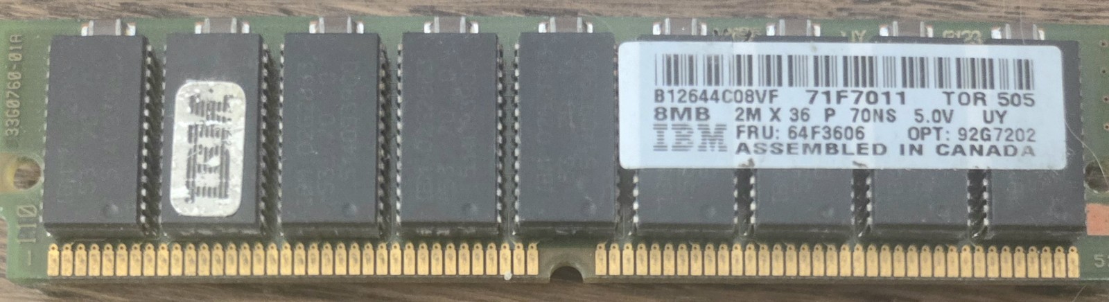Genuine IBM 8MB 2Mx36 FPM 70ns 72pin SIMM Memory, 71F7011, 64F3606, 92G7202
