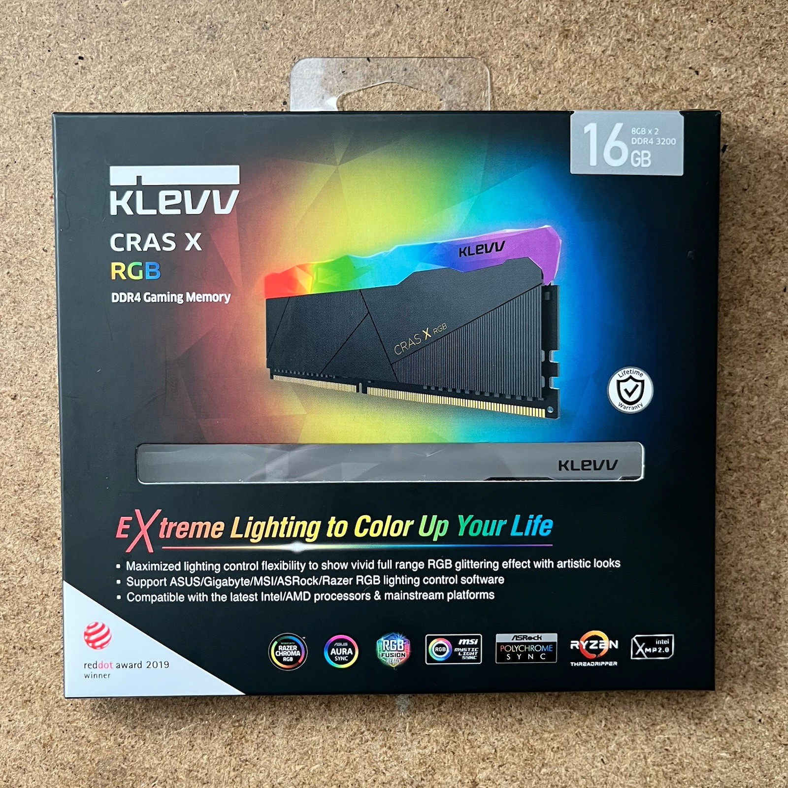 Klevv Cras X RGB 16GB (2 x 8GB) DDR4 Gaming Memory 3200MHz CL16 RAM 16-18-18-38