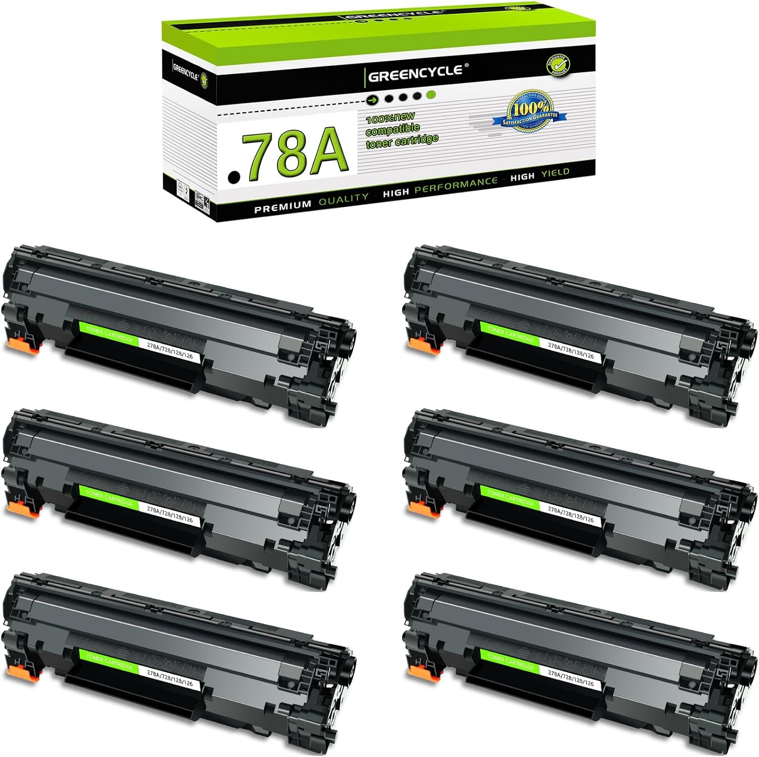 6PK Black 78A Toner Compatible with HP CE278A LaserJet P1600 M1536 MFP M1536DNF