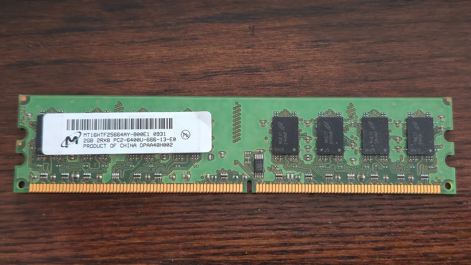 *Tested* 2GB (2GBx1) Micron DDR2-800 RAM 2Rx8 PC2-6400U MT16HTF25664AY-800E1