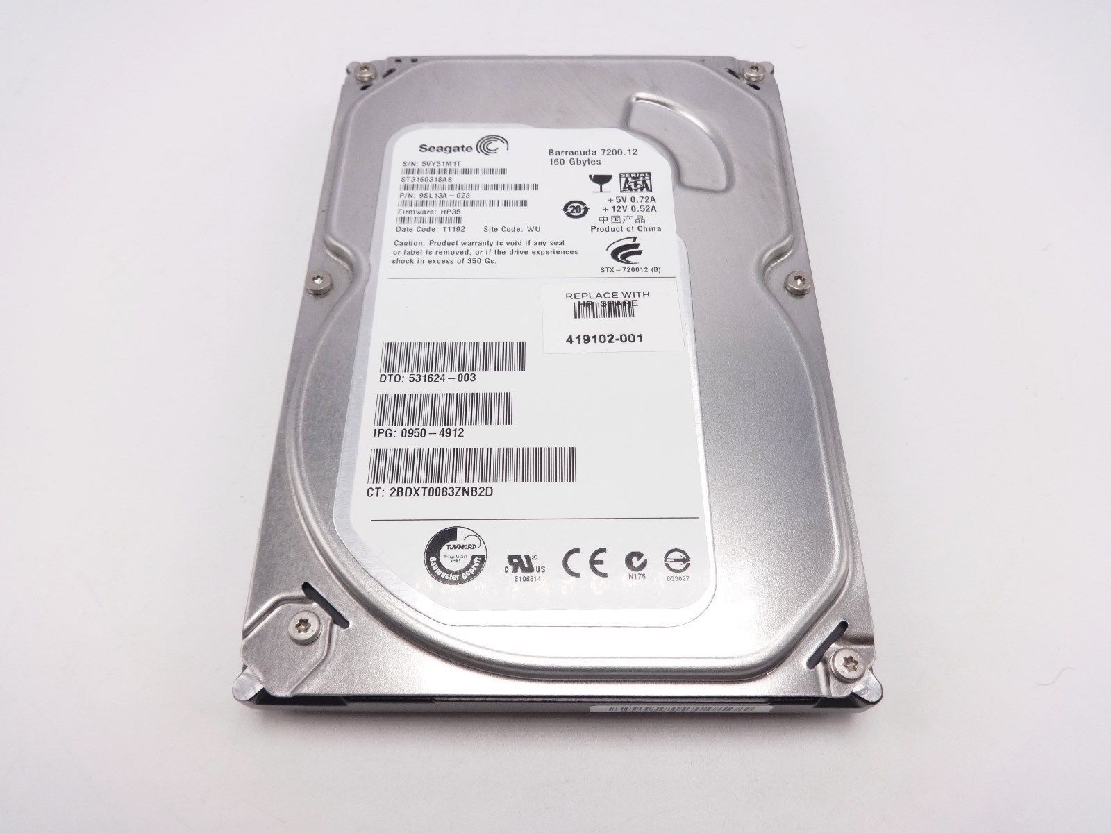 HP 419102-001 160GB SATA 3.0Gb/s 7200RPM 3.5" Internal Hard Drive