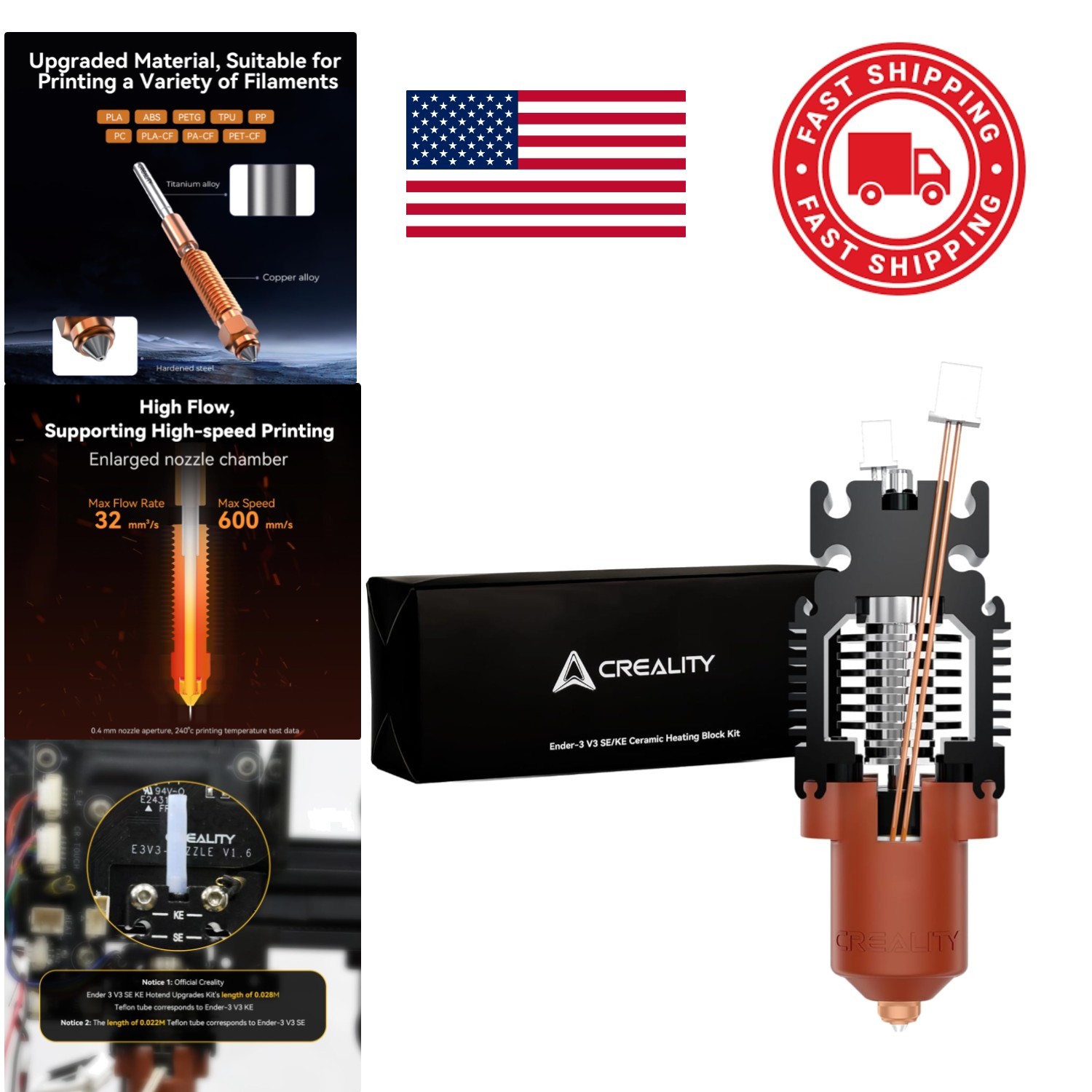 Official Upgraded Hotend Kit for Fast Printing and High Temperature Resistance