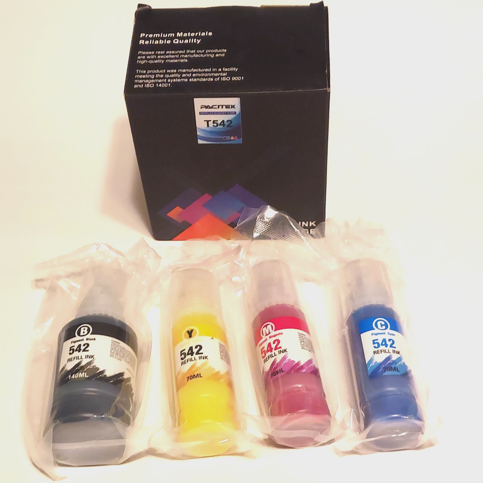 4PK T542 Black Color Refill Ink Bottles for Epson 542 Ecotank Pro Printer Series