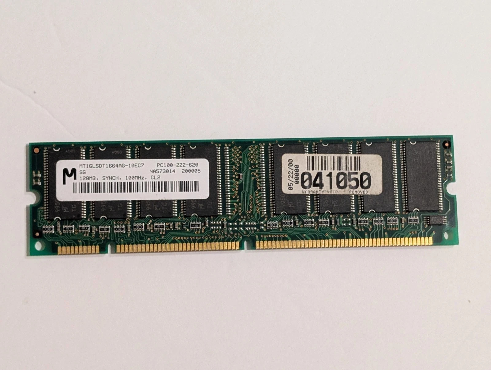 MICRON, DUAL RANK MEMORY MODULE, MT18LSDT1672AG-10EF7, 128MB, 100MHZ