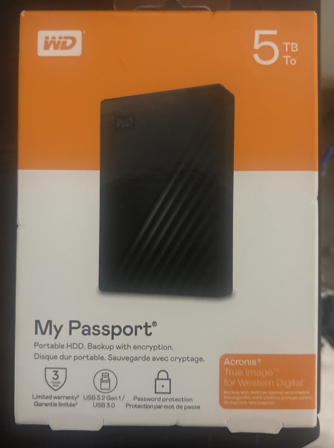 Western Digital - My Passport (5 TB) Portable External HDD - Encrypted - Sealed