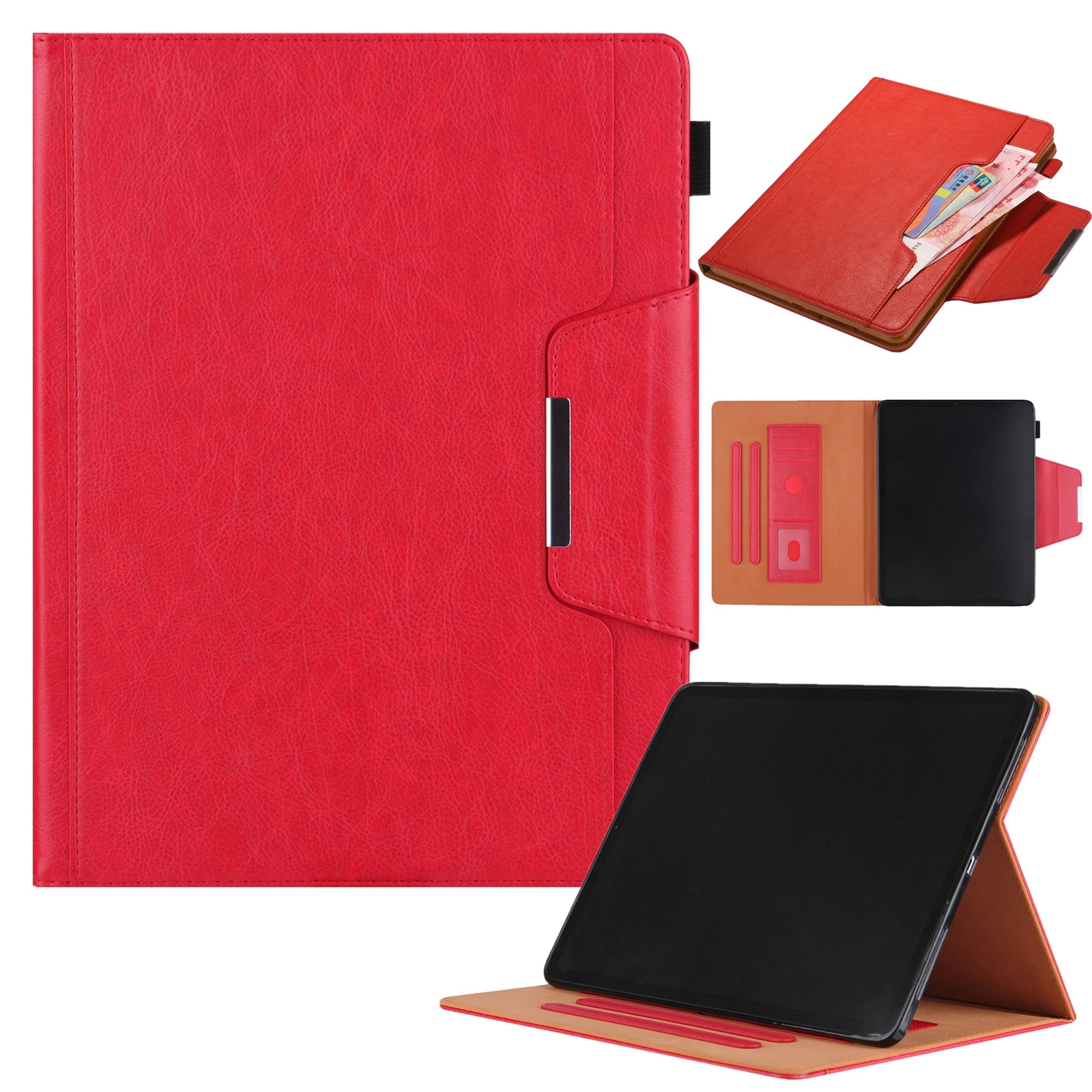 For iPad Air / Pro 13" 11" 2024 Leather Flip Business Case with Front Pocket