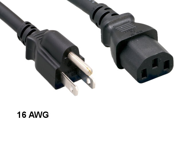 Kentek 6Ft Heavy-Duty Power Cord NEMA 5-15P/IEC320 C13 16AWG 13A SJT Universal