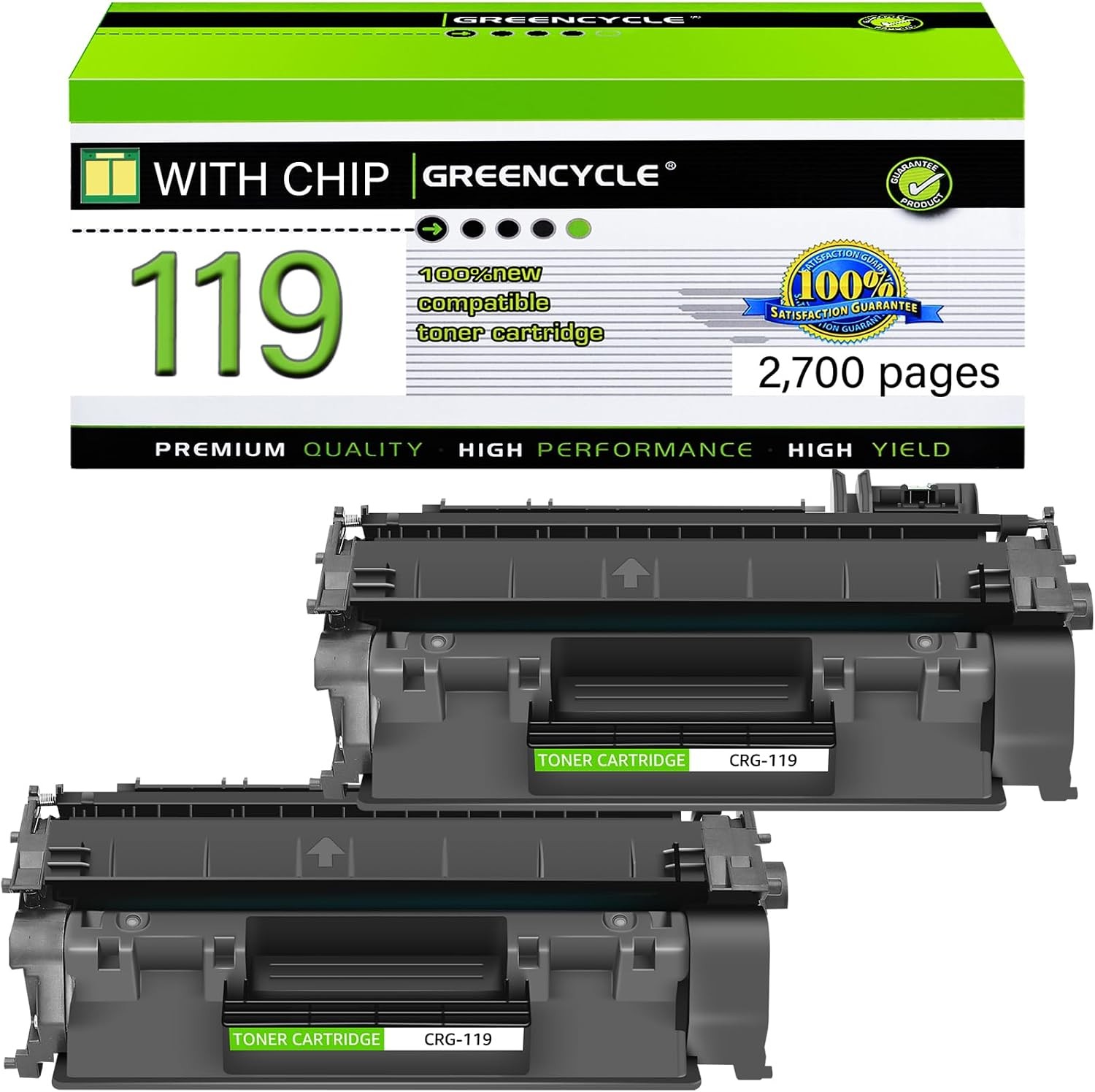 2PK C119 Toner Cartridge Compatible For Canon 119 ImageClass LBP251dw MF414dw