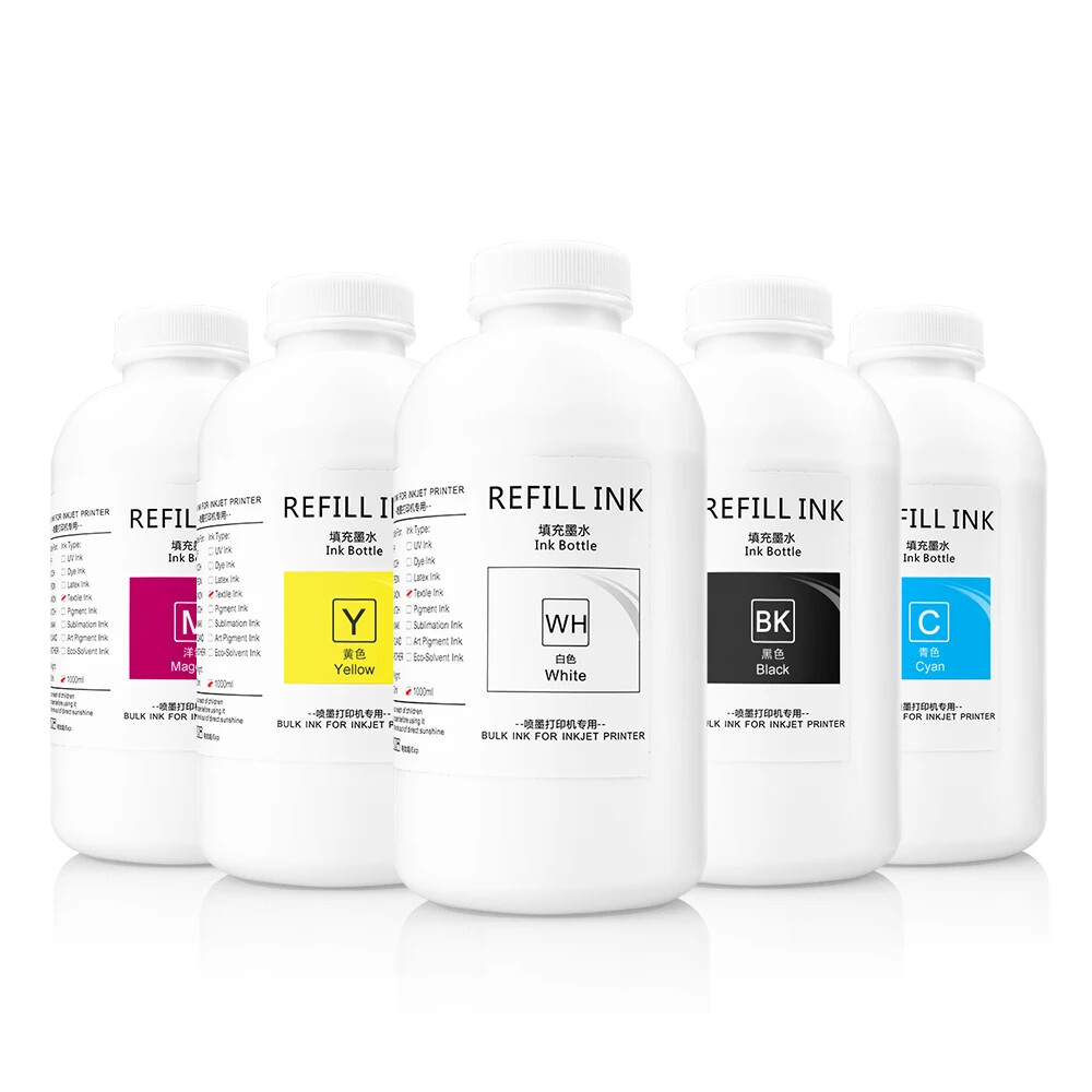 5x1000ML/Bottle Digital Textile Ink for Epson R3800 R3880 DTG Printers