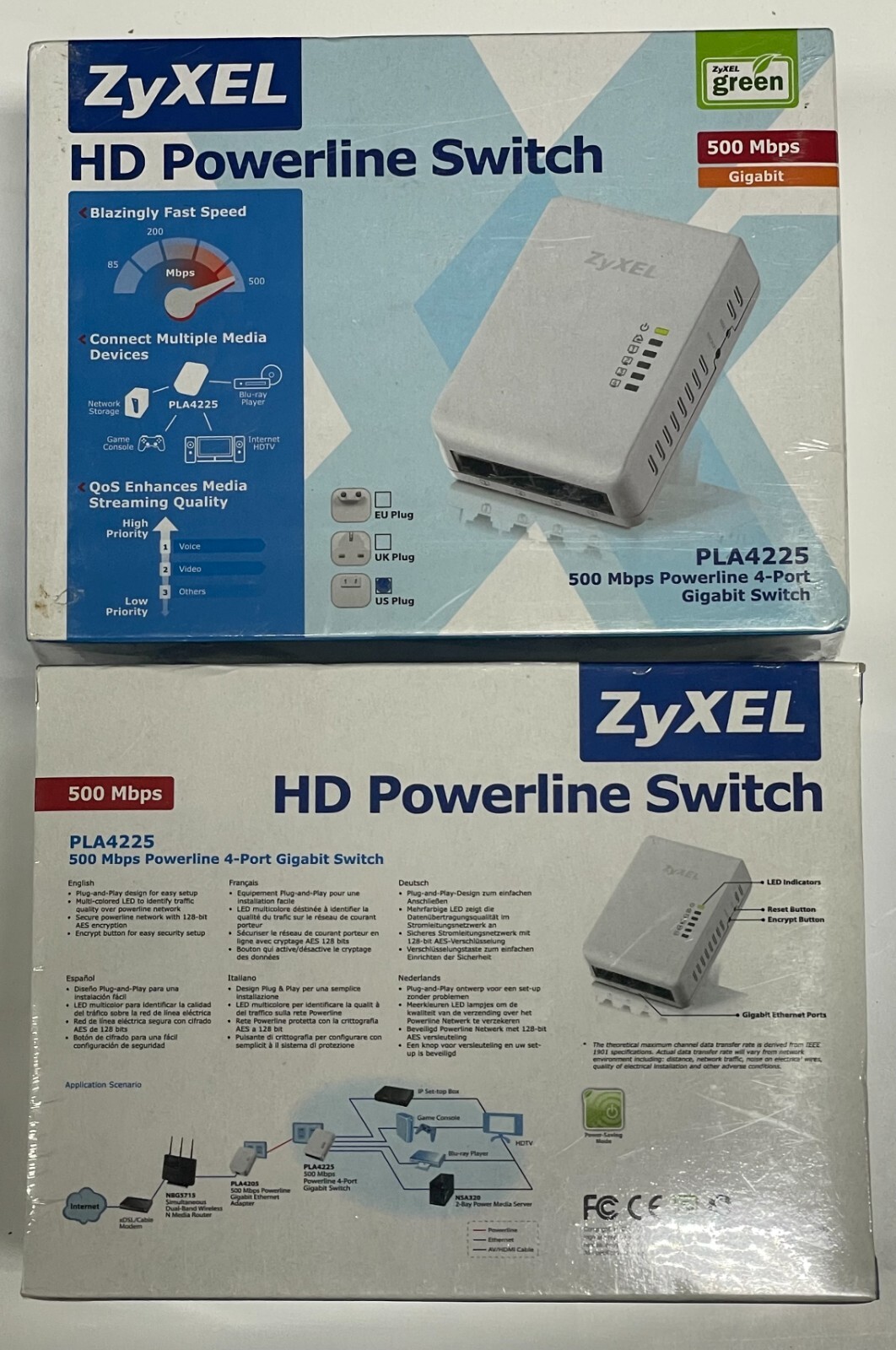 ZyXel HD Powerline Network Adapter PLA4225 500mbps -NEW