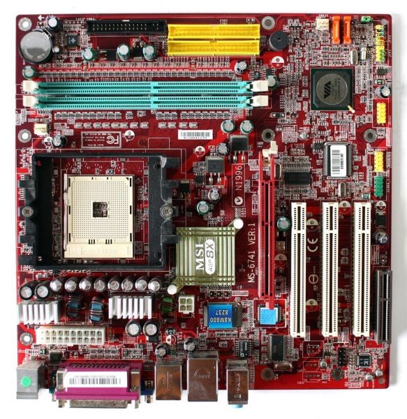 Mb, ms-6741 ver.1, k8m800, 3x pci,  1x cnr, 2x dimm, sckt 754, shield