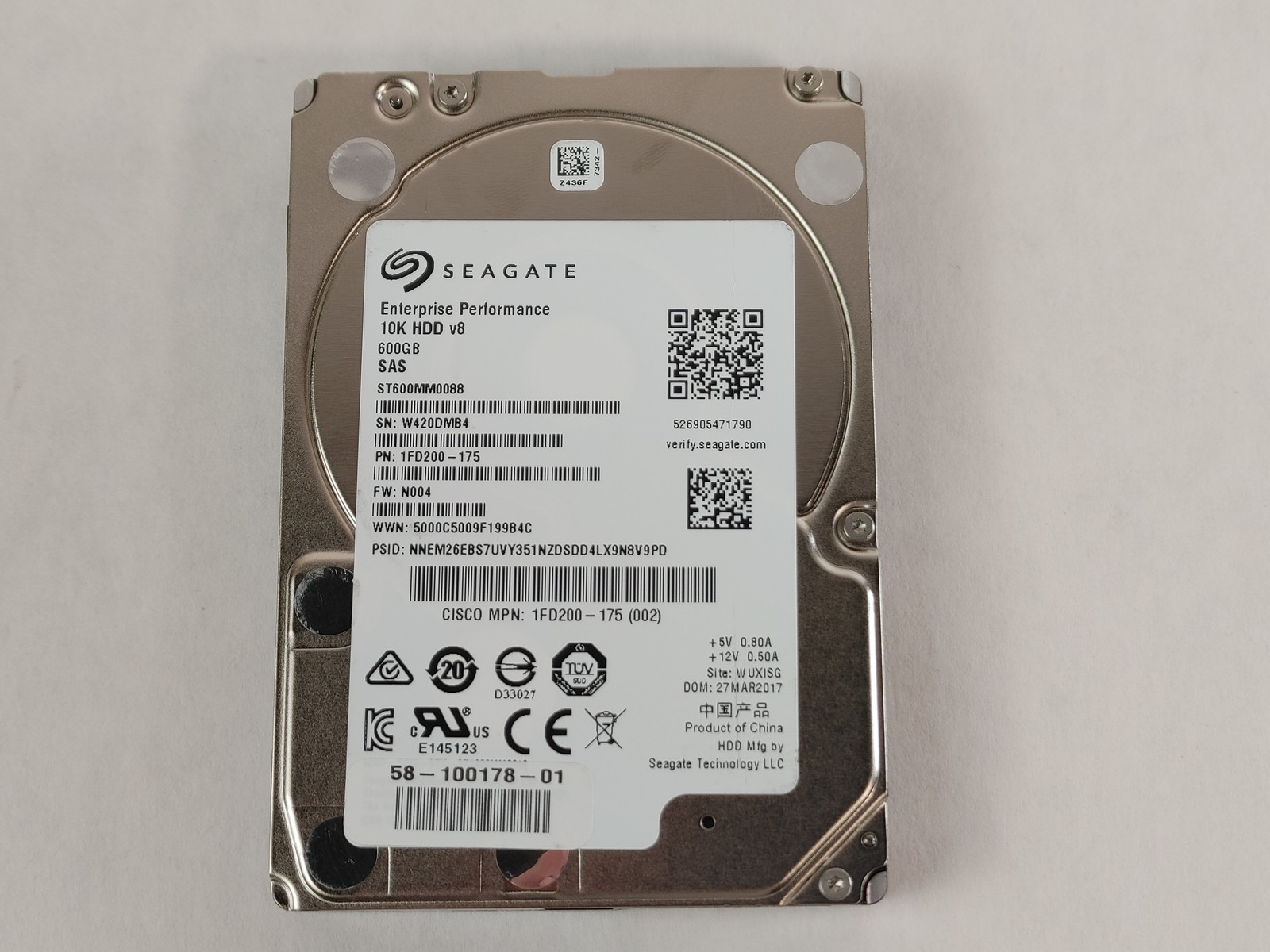 Lot of 2 Seagate Cisco ST600MM0088 600 GB SAS 3 2.5 in Enterprise Hard Drive