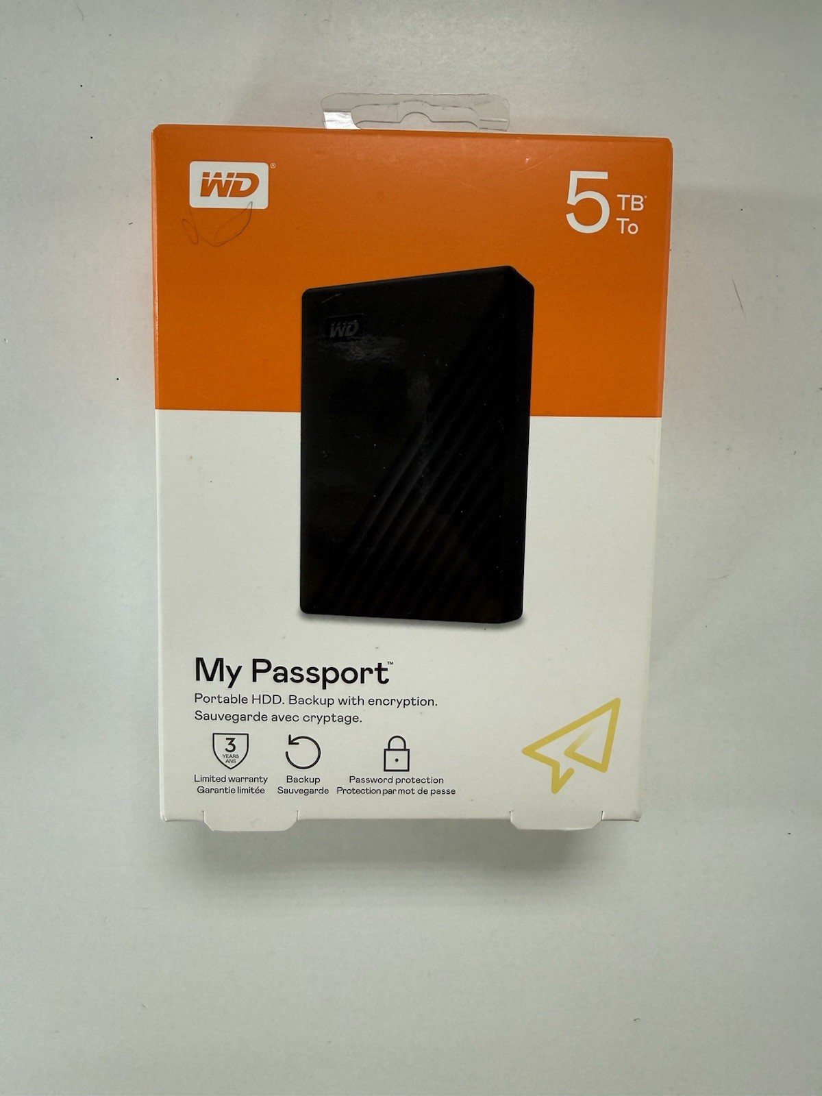 Western Dig Passport Port HD 5TB Blk WDBPKJ0050BBK-WESN New Factory Sealed
