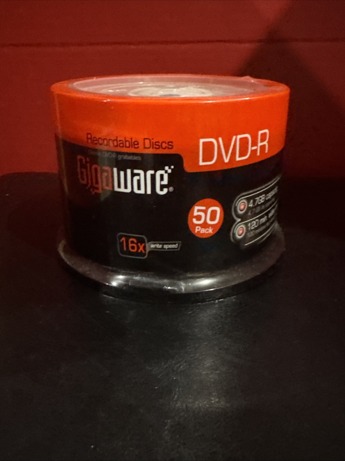 50-Pack Spindle Gigaware DVD-R 120Min VIDEO 4.7GB DATA 16X Speed Blank Discs NEW