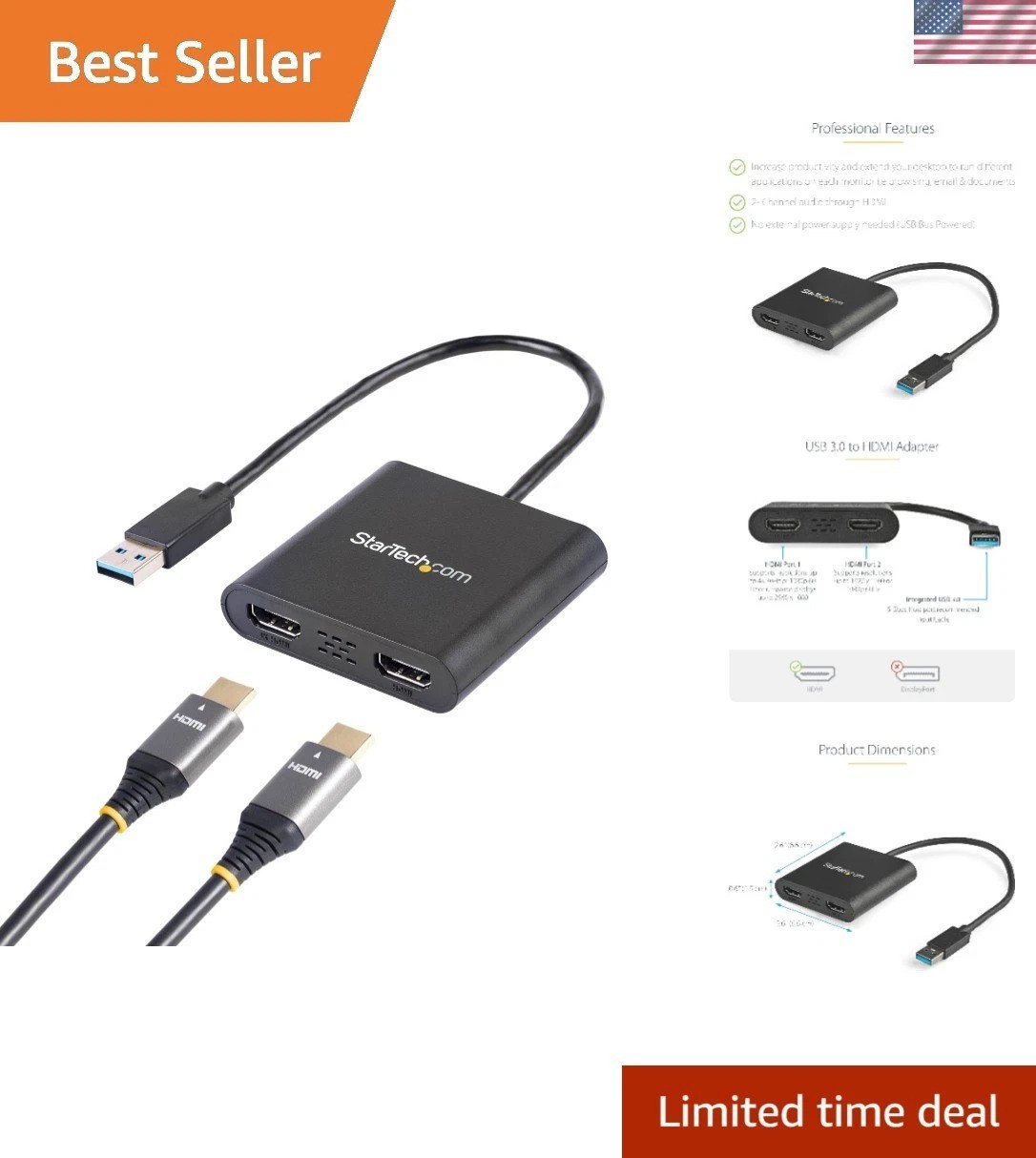 Optimize Your Setup with StarTech USB-A to HDMI Adapter - 4K & 1080p Resolution