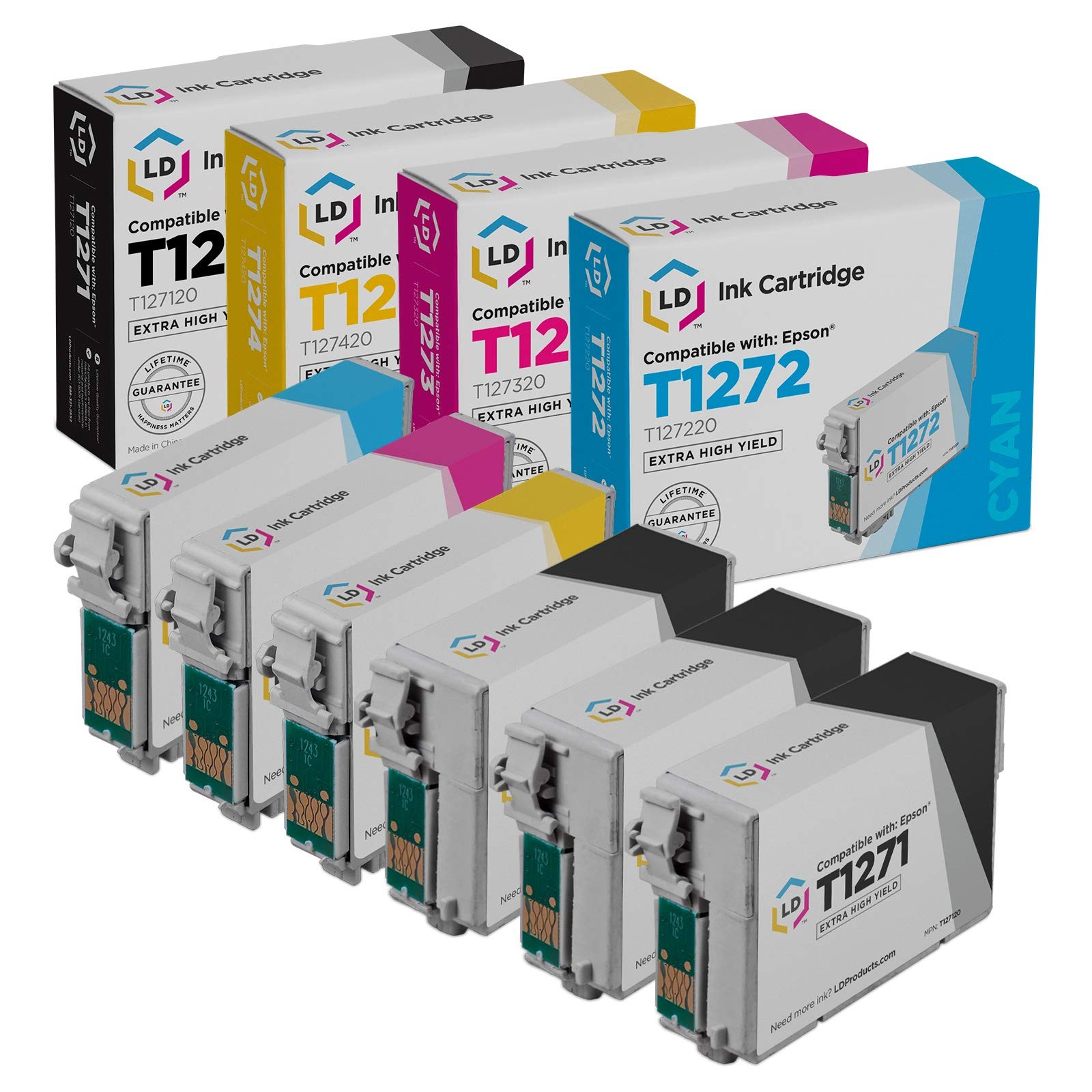 LD Replacement for Epson 127 T127 6pk Extra HY Ink T127120 T127220 T127320